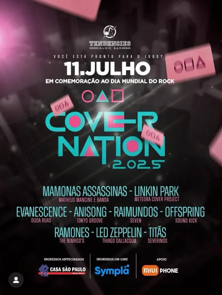 Covernation 2025 celebra o Dia Mundial do Rock com shows imperdíveis hoje, sexta, em Palmas