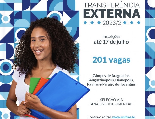 Termina hoje o prazo de inscrições para o processo de Transferência Externa da Unitins
