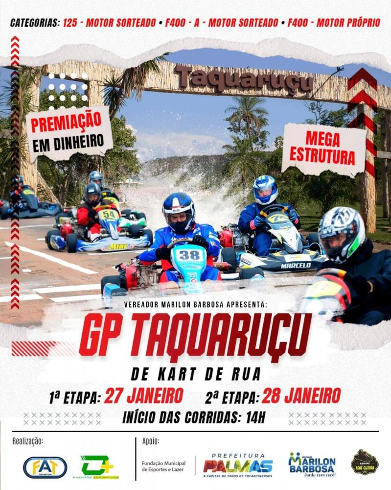 Vereador Marilon Barbosa e Federação de Automobilismo promovem GP de Kart de Rua em Taquaruçu